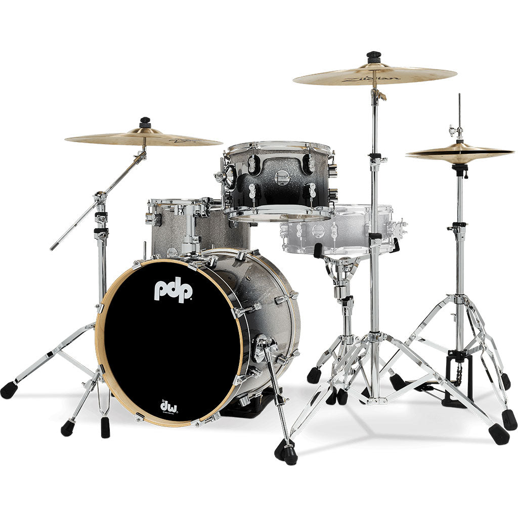 Pacific Drums & Percussion Concept Maple Bop Kit - SIlver to Black Sparkle Fade