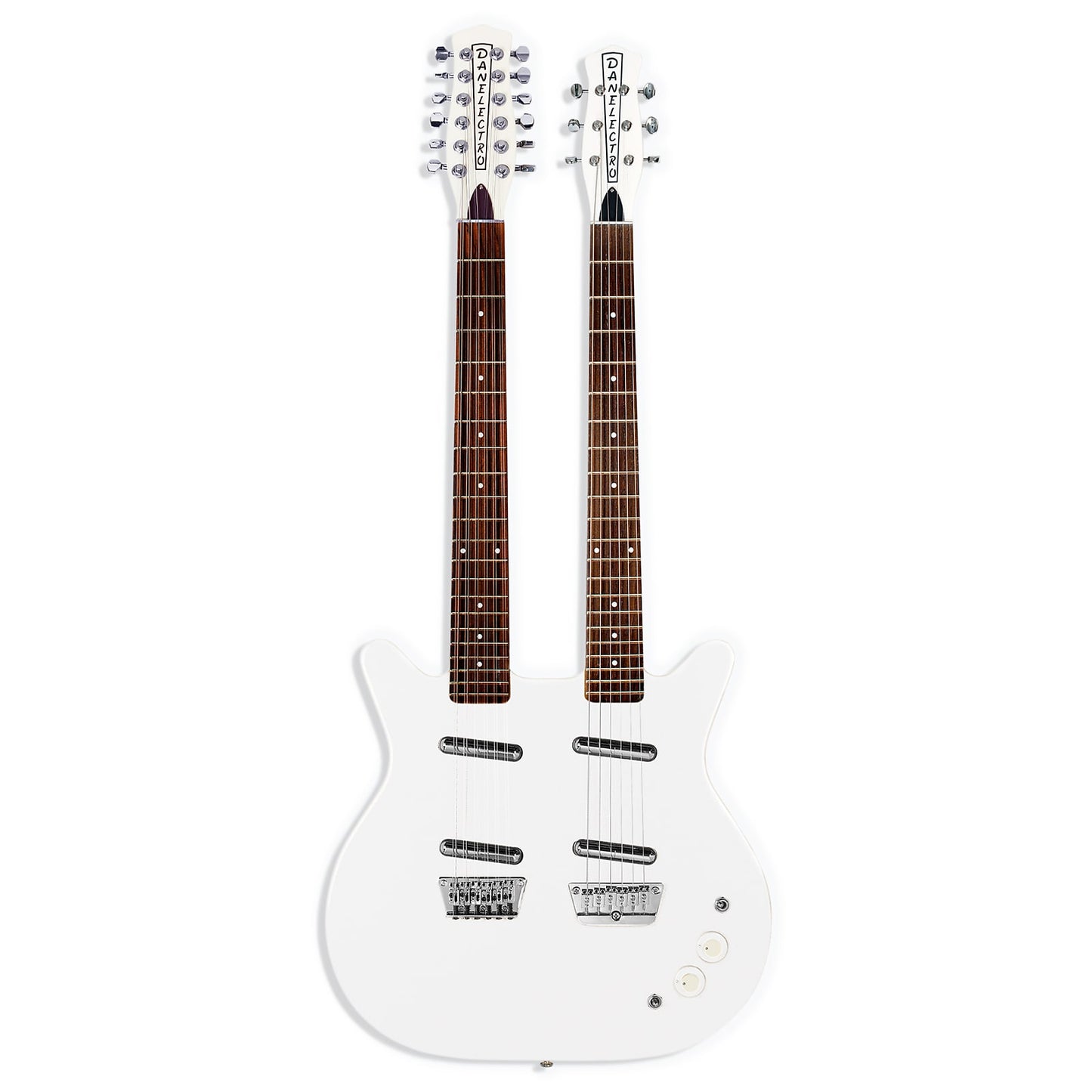 Danelectro Limited Edition 12/6 String Double Neck Electric Guitar - White Pearl