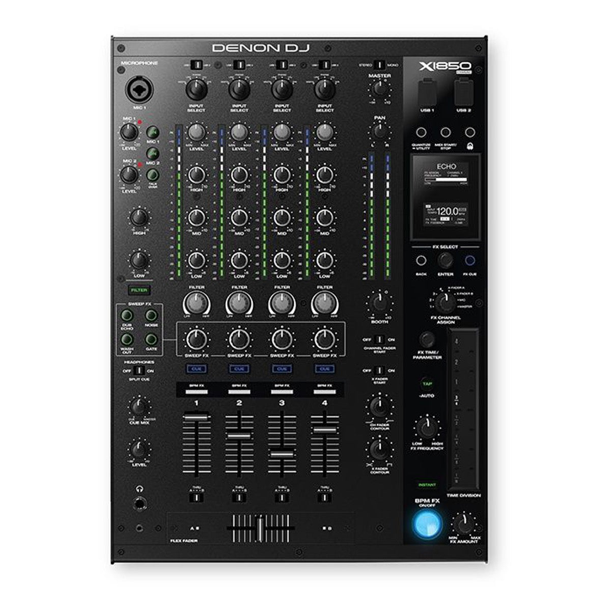 Denon DJ X1850 PRIME Professional 4-Channel DJ Club Mixer with Smart Hub